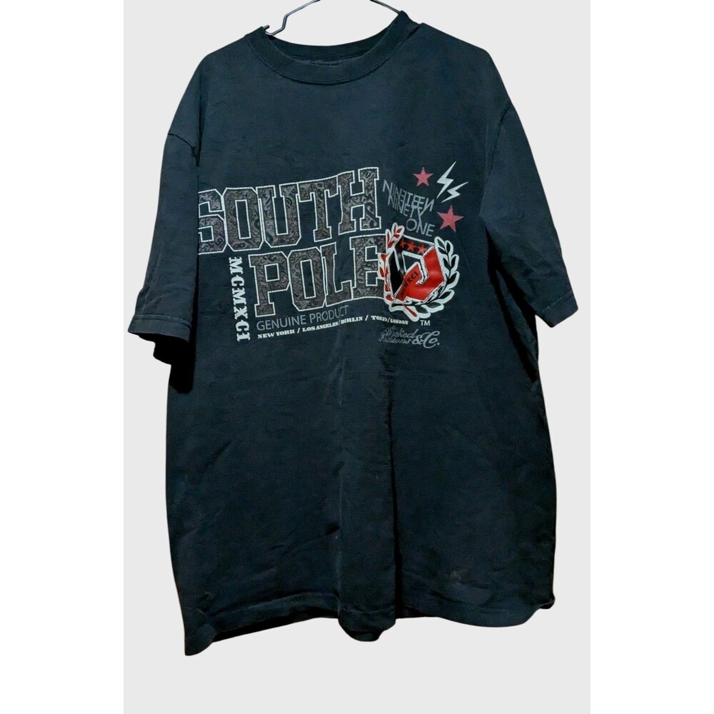 Vtg Southpole T Shirt Mens XL Black Short Sleeve Grunge Style Y2K